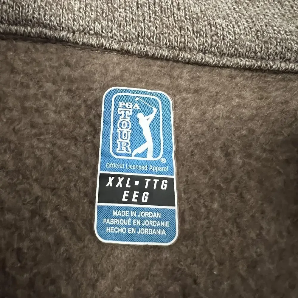 PGA Tour Pullover Mens 2XL‎ Brown Half Zip Sweater Fleece Lined Golf Casual